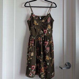 TARGET XHILARATION | Olive Green Floral Dress